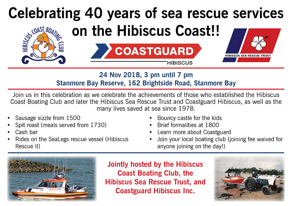 40 Years of sea rescue services on the Hibiscus Coast celebration 24 Nov 2018